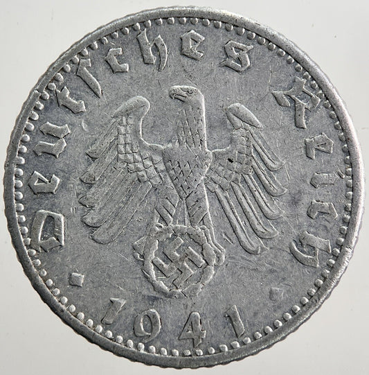 1941-J Germany Nazi 50 Pfennig Coin | Very High Grade