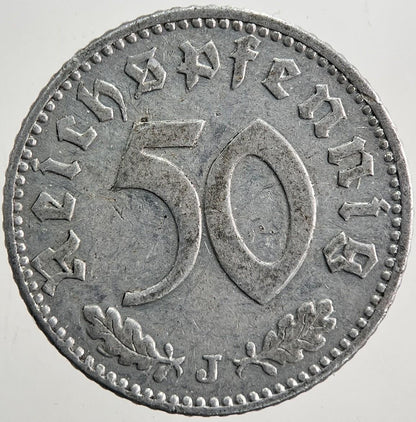1941-J Germany Nazi 50 Pfennig Coin | Very High Grade