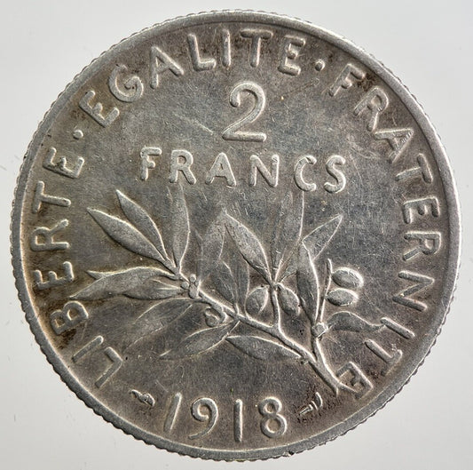 1918 France 2 Two Francs Silver Coin | Collectable Grade