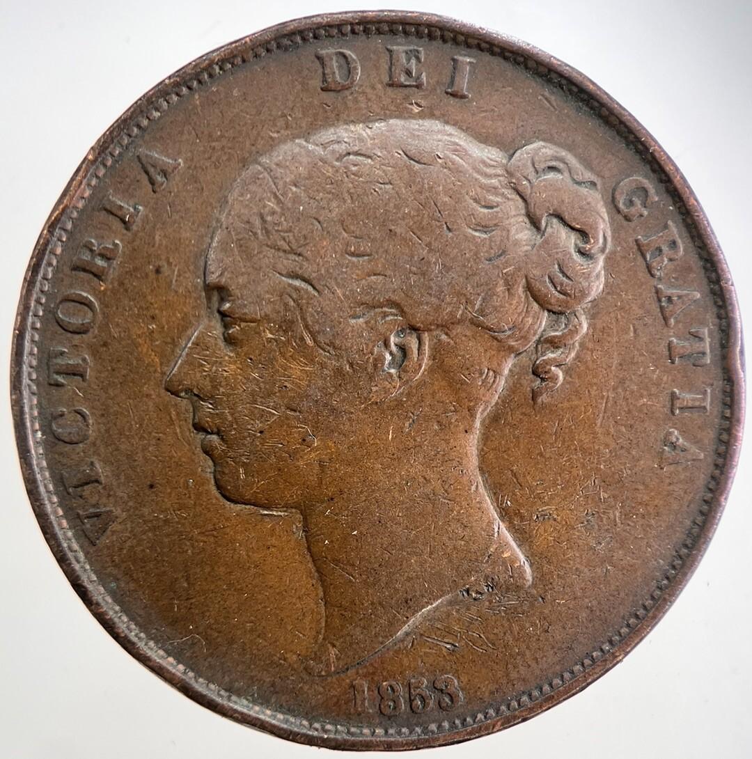 1853 Victoria One Penny Coin | Fine Collectable Grade