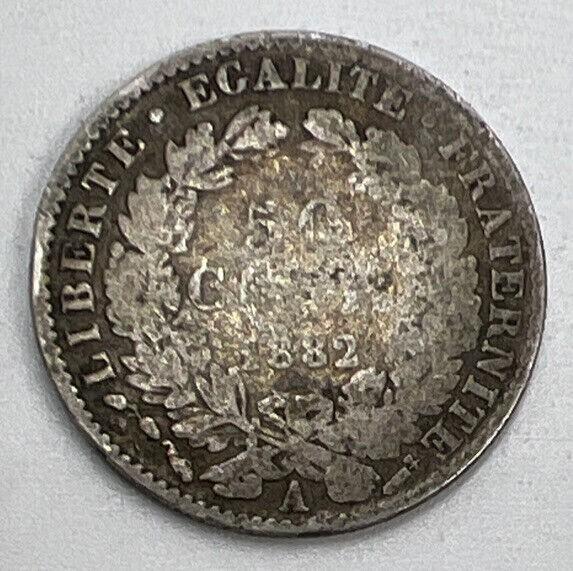 1882-A 50 Centimes France Silver Coin | Fair Grade
