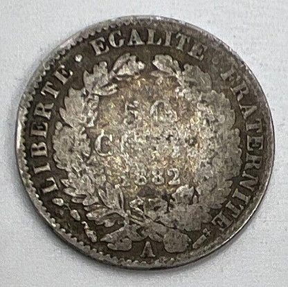 1882-A 50 Centimes France Silver Coin | Fair Grade