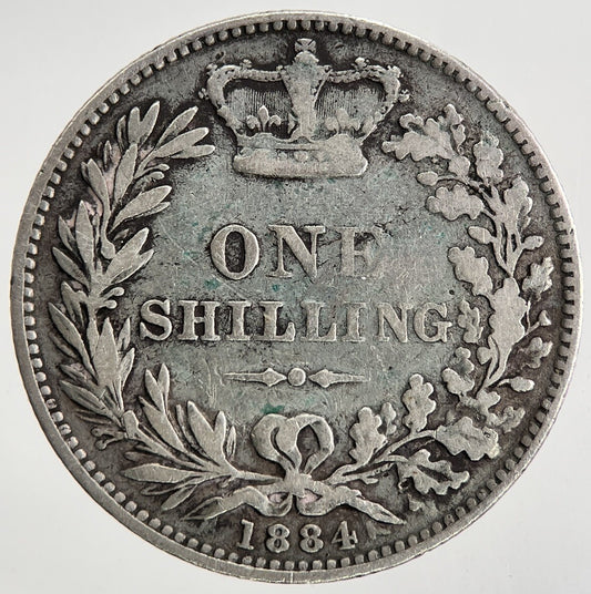1884 Victoria Shilling Silver Coin | Fine Collectable Grade | a9077