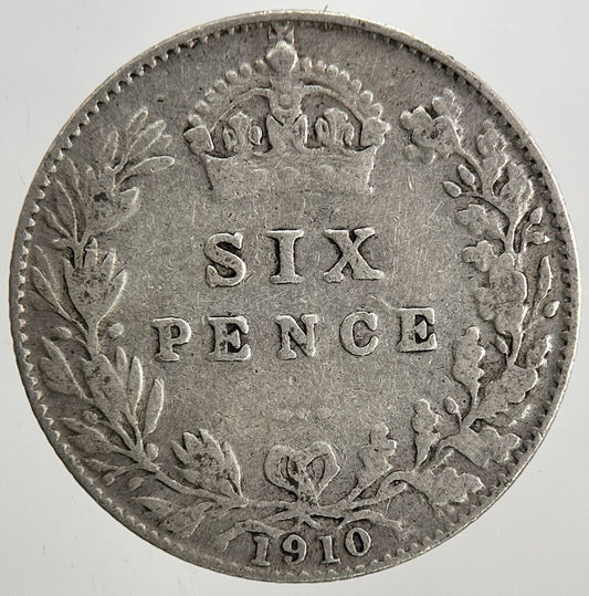 1910 Edward VII Sixpence Silver Coin | Fine Collectable Grade | a9084