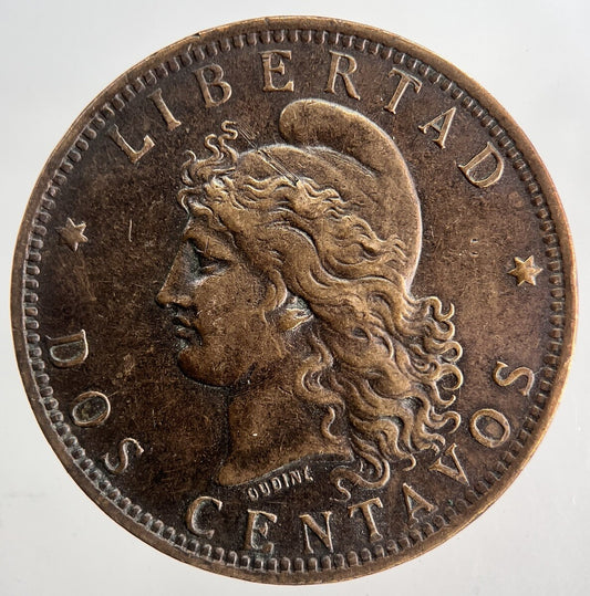 1891 Argentina Dos 2 Centavos Cents Coin | Fine Collectable Grade | a9163