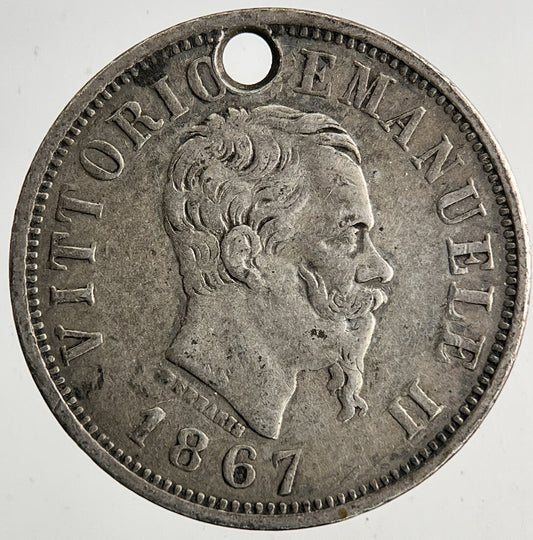 1867 Italy 50 Centesimi Silver Coin | Fine Collectable Grade | a9200
