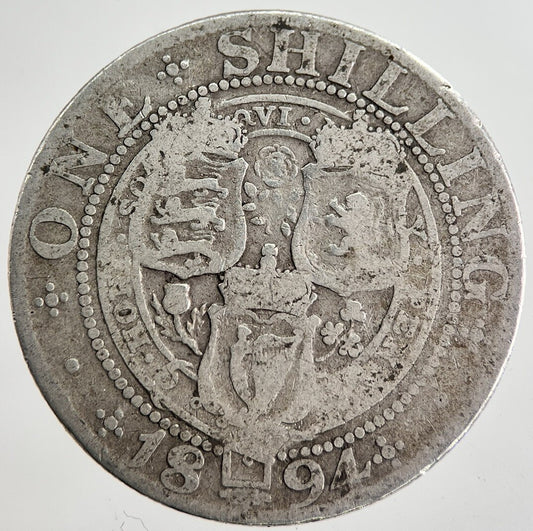 1894 Victoria Shilling Silver Coin | Fair Grade | a8644
