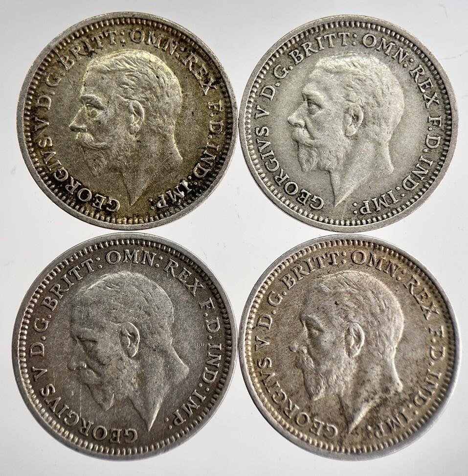 1933/34/35/36 George V Threepence Silver Coins | Very High Grade | a8742