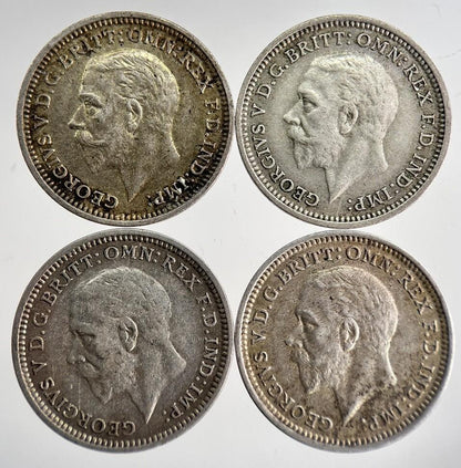 1933/34/35/36 George V Threepence Silver Coins | Very High Grade | a8742