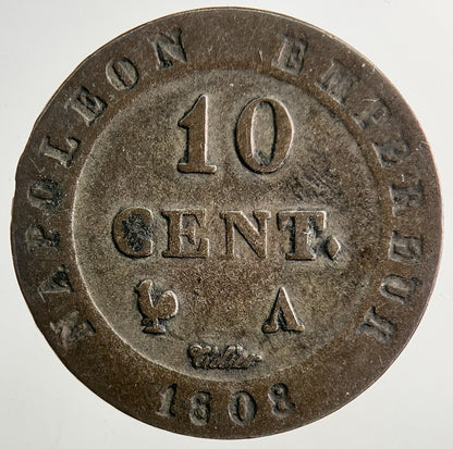 1808 Napoleon France 10 Cents Centimes Coin | Fine Collectable Grade | a9223