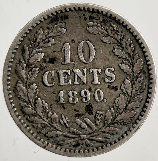 1890 Netherlands 10 Cents Silver Coin | Fine Collectable Grade | a9255
