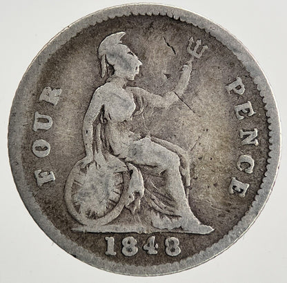 1848 Victoria Groat Four-Pence Silver Coin | Fine Collectable Grade | a9078