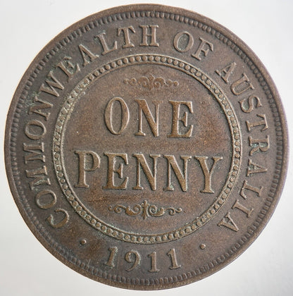 1911 Australia One Penny Coin | Fine Collectable Grade | a9106