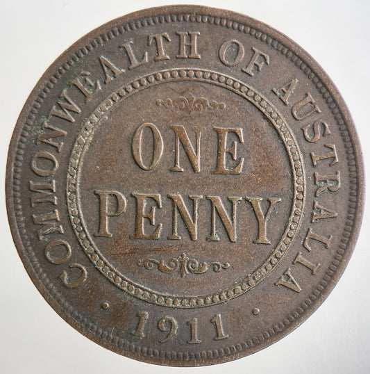 1911 Australia One Penny Coin | Fine Collectable Grade | a9106