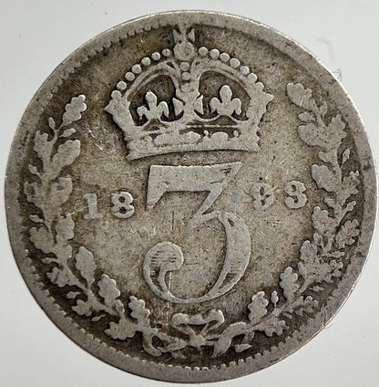 1893 Victoria Threepence Silver Coin | Collectable Grade | a8832