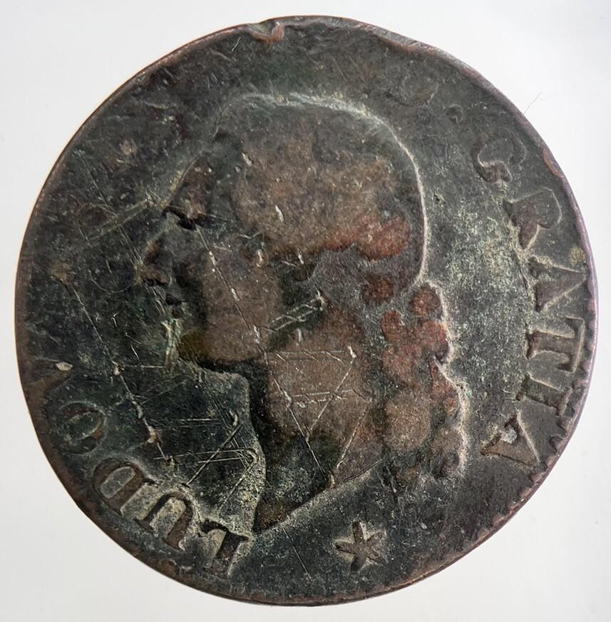 1786 Louis XVI France 1 Sol Coin | Fine Collectable Grade | a9104