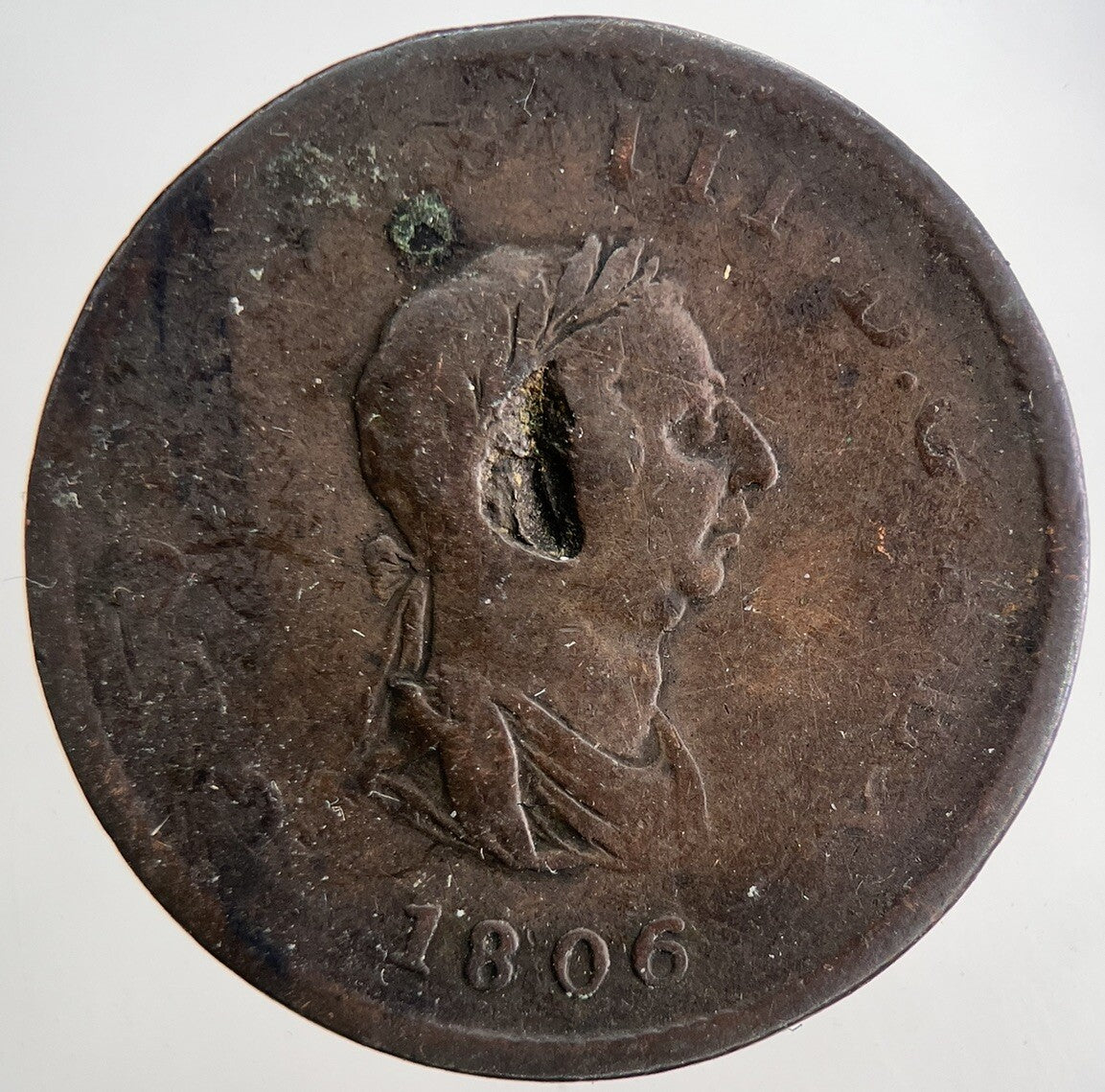 1806 George 3rd III Half-Penny British Coin | Collectable Grade | a9048