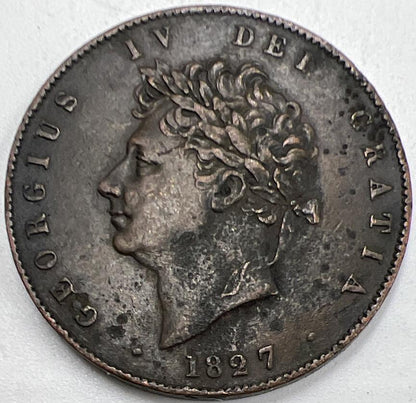 1827  George IV Half-Penny | British Coin | Fine Collectable Grade | a895