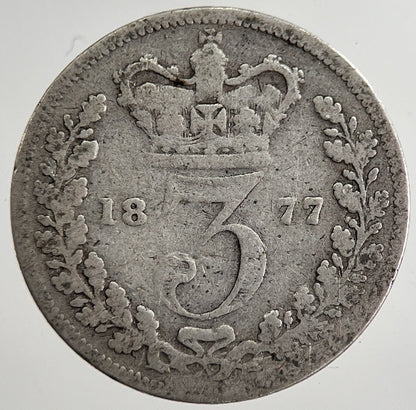 1877 Victoria Threepence Silver Coin | Collectable Grade | a8817