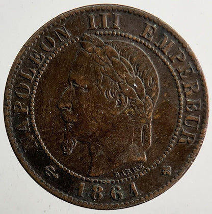 1861 France 1 Cent Centime Coin | Very High Grade | a9225