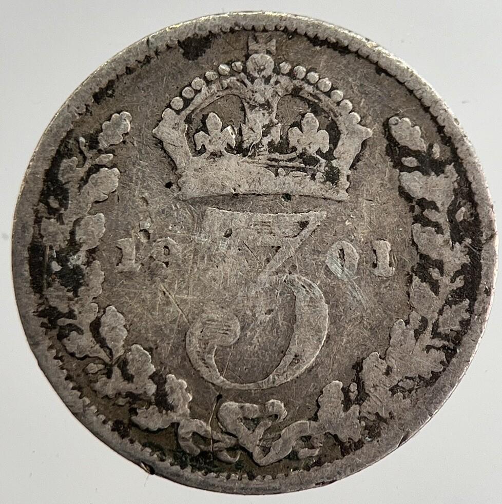 1901 Victoria Threepence Silver Coin | Collectable Grade | a8810