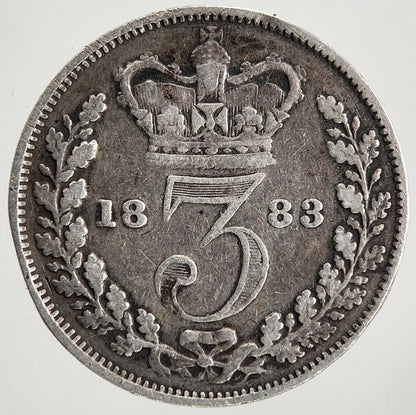 1883 Victoria Threepence Silver Coin | Fine Collectable Grade | a9069