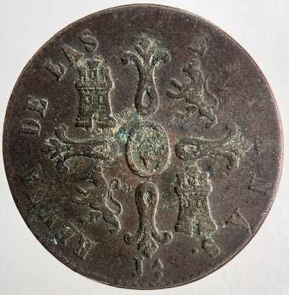 1847 Spain 8 Maravedis Coin | Fine Collectable Grade | a9115