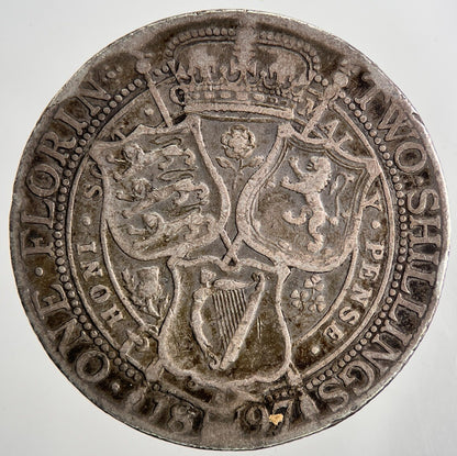 1897 Victoria Florin Silver Coin | Fine Collectable Grade | a9086