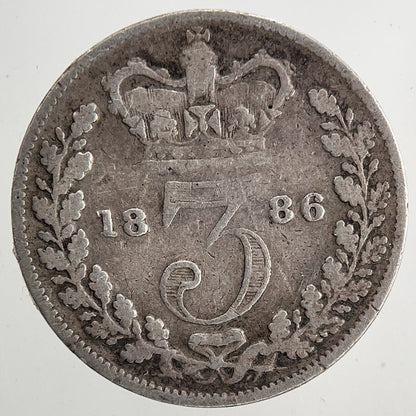 1886 Victoria Threepence Silver Coin | Fine Collectable Grade | a9070
