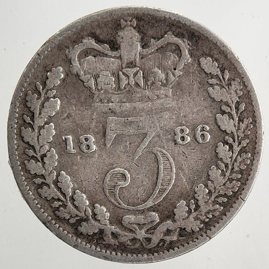1886 Victoria Threepence Silver Coin | Fine Collectable Grade | a9070