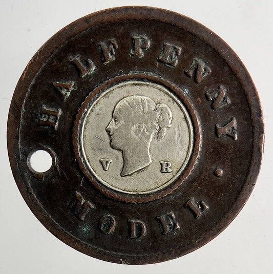 1800’s Victoria Half-Penny Model Coin Token | Fine Collectable Grade | a9146