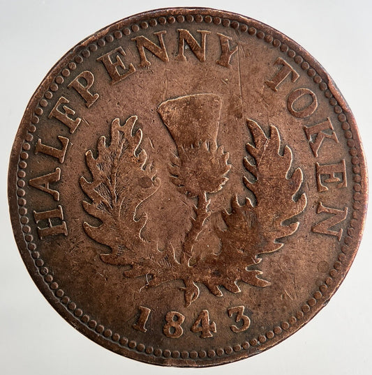 1843 Canada Nova Half-Penny Token | Collectable Grade | a9195