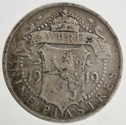 1919 Cyprus Nine 9 Piastres Silver Coin | Fine Collectable Grade | a9298