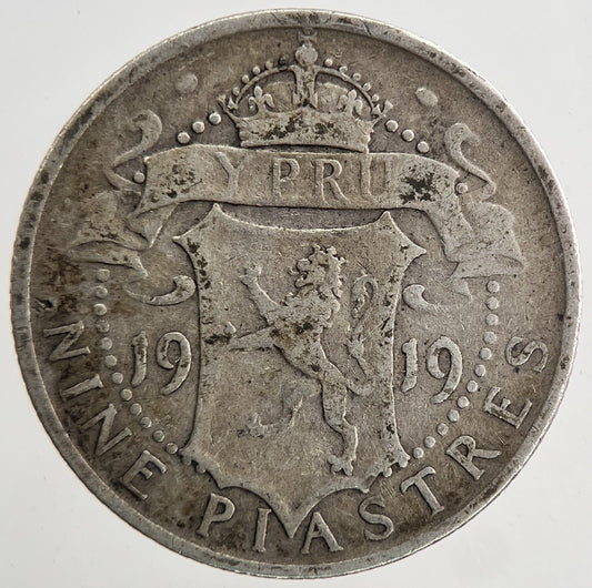 1919 Cyprus Nine 9 Piastres Silver Coin | Fine Collectable Grade | a9298