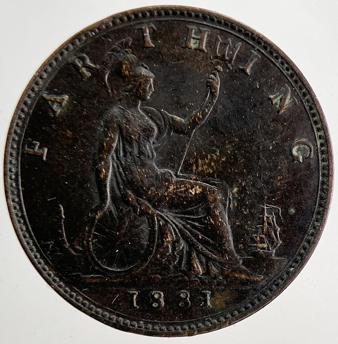 1881 Victoria Farthing Coin | Very Fine Grade | a9413