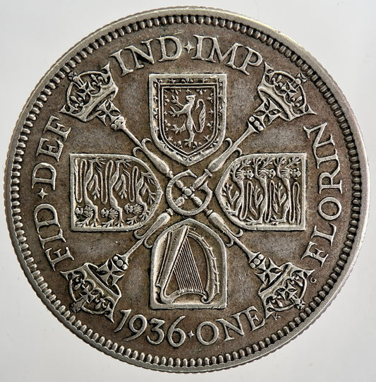 1936 George V Florin British Silver Coin | Very High Grade | a9424