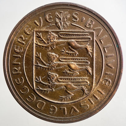 1956 Guernsey 8 Doubles Coin | Very High Grade | a9366