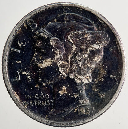 1937 US USA Mercury Dime Silver Coin | Very High Grade | a9335