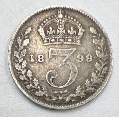1899 Threepence | British Silver Coin | Queen Victoria | Collectable Grade a944