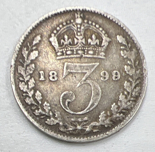 1899 Threepence | British Silver Coin | Queen Victoria | Collectable Grade a944