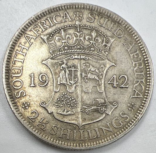 1942 2 1/2 Shillings | South Africa Silver Coin | Fine Collectable Grade | a962
