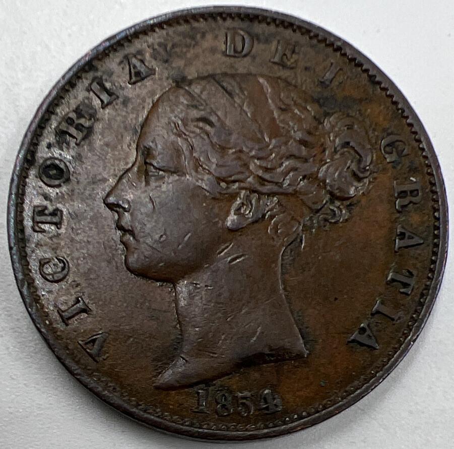 1854 Victoria Half-Penny | British Copper Coin | Fine Collectable Grade | a965