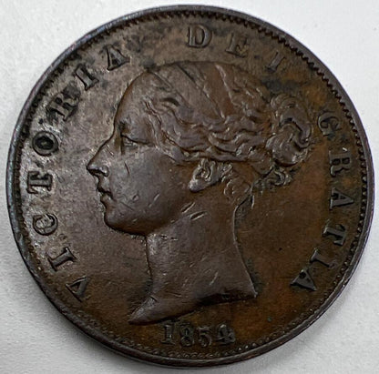 1854 Victoria Half-Penny | British Copper Coin | Fine Collectable Grade | a965