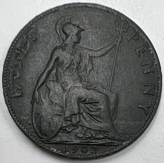 1902 Edward VII Half-Penny | British Copper Coin | Fine Collectable Grade | a968