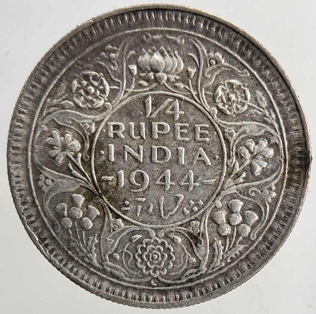 1944 India 1/4 Quarter Rupee Silver Coin | Very High Grade | a9101