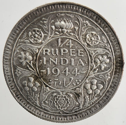 1944 India 1/4 Quarter Rupee Silver Coin | Very High Grade | a9101