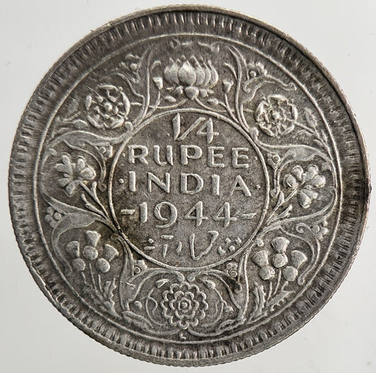 1944 India 1/4 Quarter Rupee Silver Coin | Very High Grade | a9101