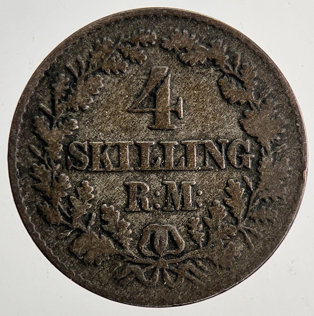 1856 Denmark 4 Skilling Coin | Fine Collectable Grade | a9425
