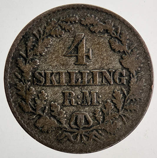 1856 Denmark 4 Skilling Coin | Fine Collectable Grade | a9425