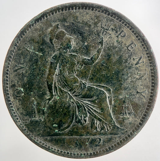 1872 Victoria One Penny Coin | Fine Collectable Grade | a9395